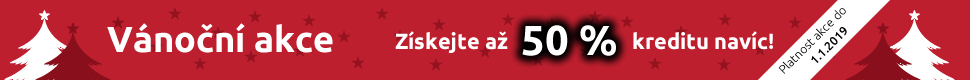Vánoční akce - až 50% kreditu navíc! Vánoční akce - až 50% kreditu navíc!